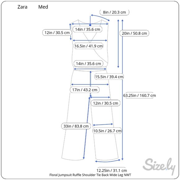 Zara Woman Floral Jumpsuit Ruffle Shoulder Tie Back Wide Leg Med NWT - Picture 9 of 9
